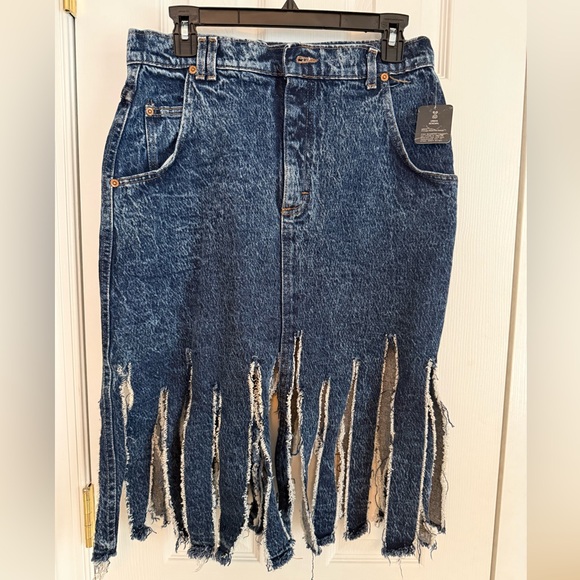 Urban Renewal Dresses & Skirts - Urban Renewal Blue Asymmetrical Fringe Skirt